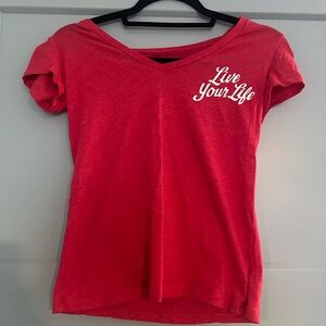 American Eagle XS Red “Live Your Life” Graphic Tee Y2K Streetwear Top